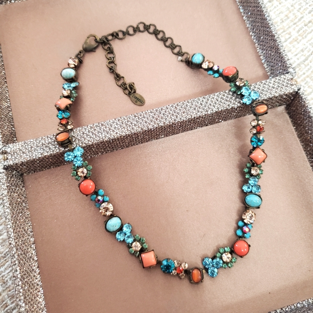 Sorrelli Turquoise Coral Crystal Necklace